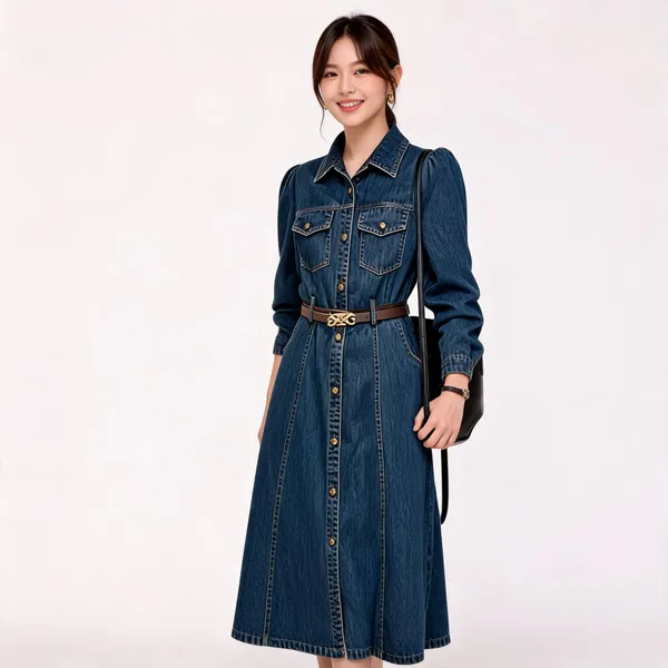 Dark_Denim_Shirt_Midi_Dress_For_Women