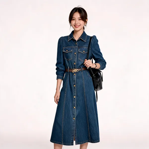 Dark_Denim_Shirt_Midi_Dress_For_Women