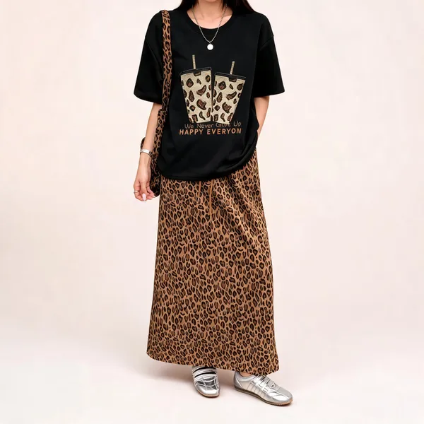 Black_Viscose_Animal_Print_Skirt_Set_For_Women