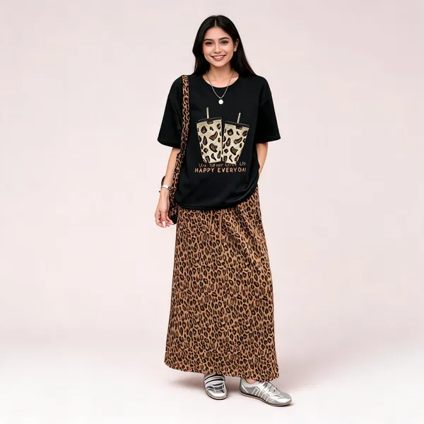 Black_Viscose_Animal_Print_Skirt_Set_For_Women