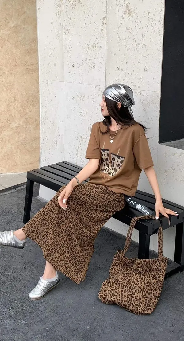 Brown_Viscose_Animal_Print_Skirt_Set_For_Women