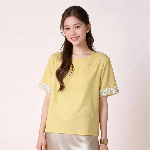 Yellow_Cotton_Blend_Top_For_Women