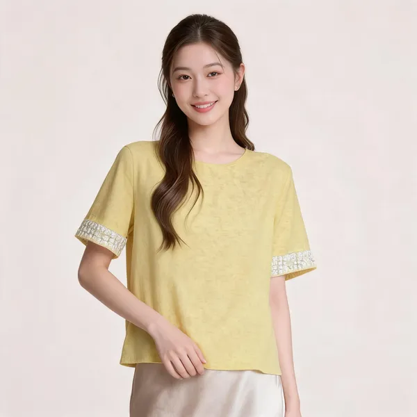 Yellow_Cotton_Blend_Top_For_Women