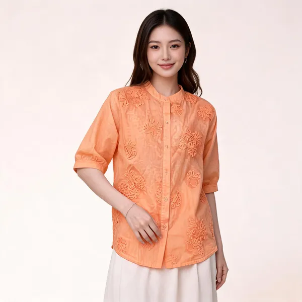 Orange_Cotton_Shirt_For_Women