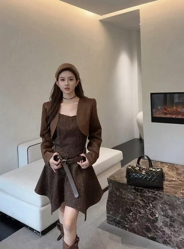 Brown_Suede_Midi_Dress_For_Women