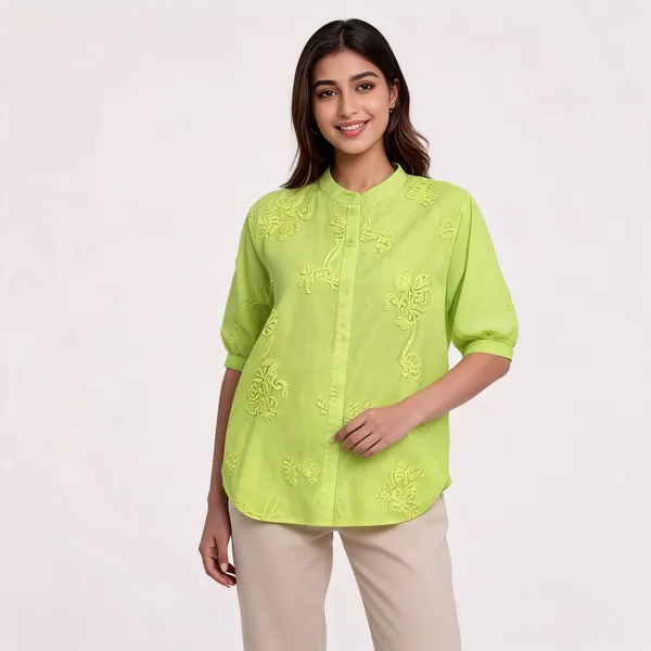 Fluorescent_Green_Cotton_Shirt_For_Women