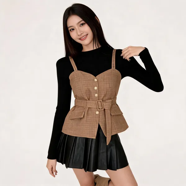 Brown_Jacquard_Top_For_Women