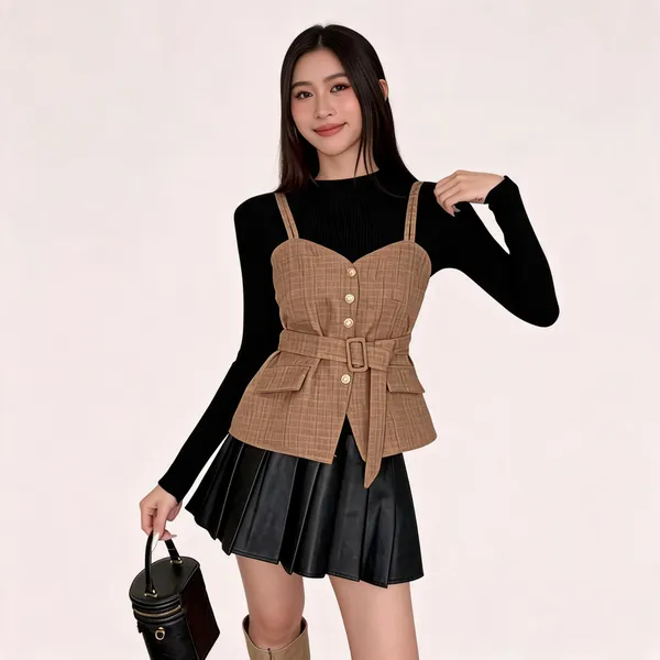 Brown_Jacquard_Top_For_Women