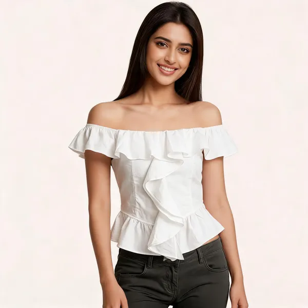 White_Polycotton_Top_For_Women