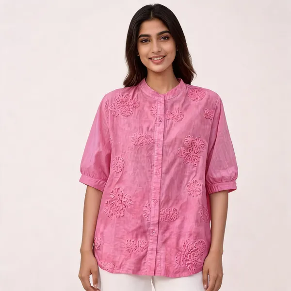 Hot_Pink_Cotton_Shirt_For_Women