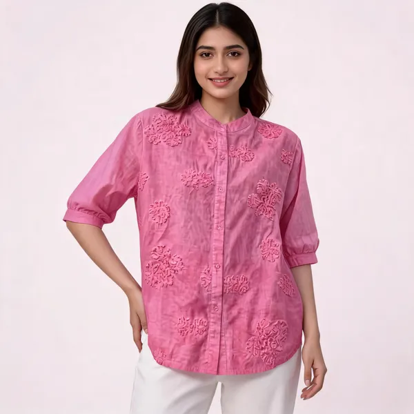 Hot_Pink_Cotton_Shirt_For_Women