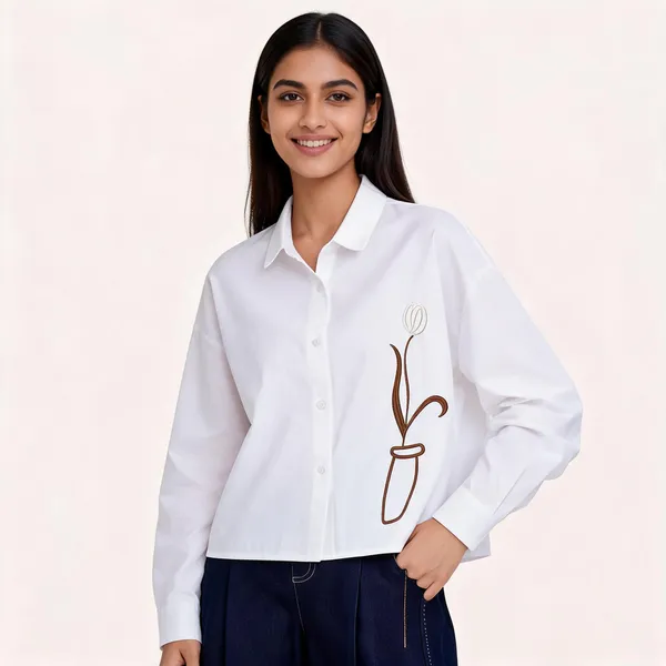 White_Stiff_Cotton_Shirt_For_Women