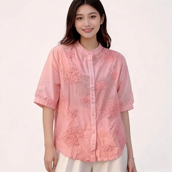 Peach_Cotton_Shirt_For_Women