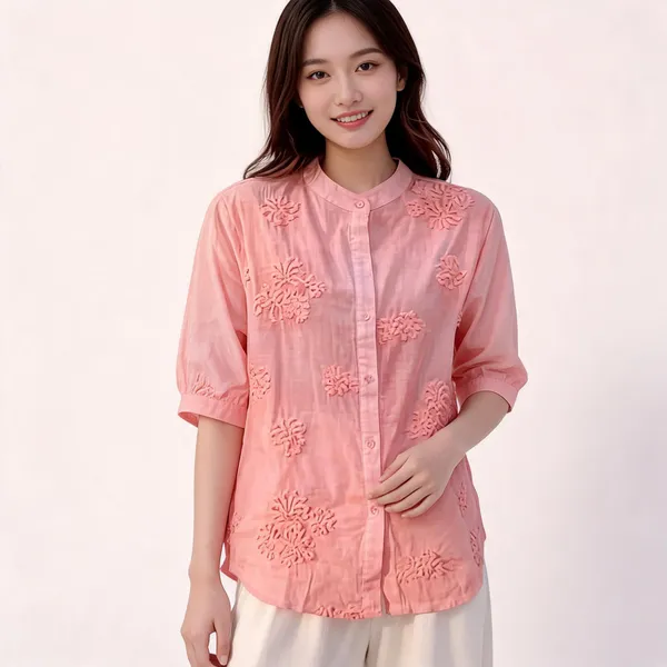 Peach_Cotton_Shirt_For_Women