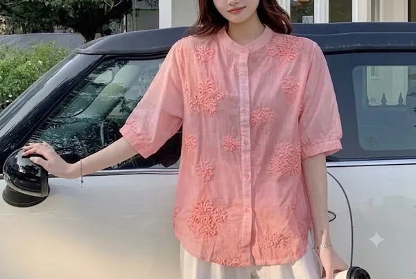 Peach_Cotton_Shirt_For_Women