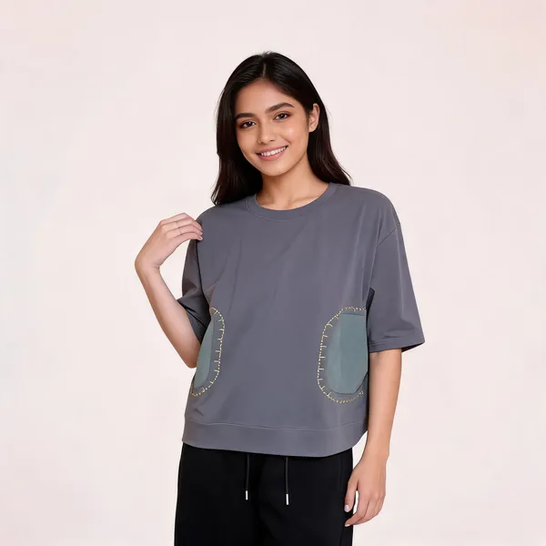 Grey_Viscose_T_Shirt_For_Women