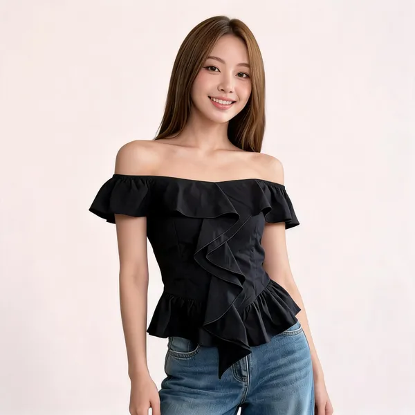 Black_Cotton_Blend_Top_For_Women