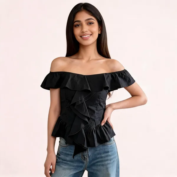 Black_Cotton_Blend_Top_For_Women