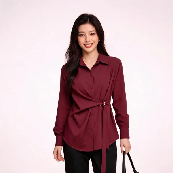 Maroon_Textile_Crepe_Top_For_Women