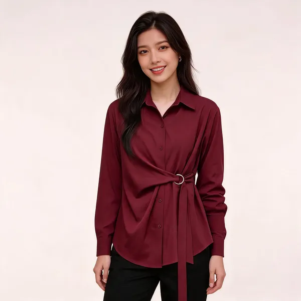 Maroon_Textile_Crepe_Top_For_Women