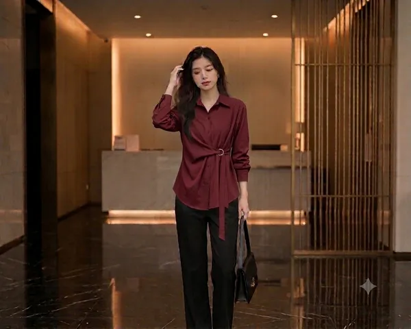 Maroon_Textile_Crepe_Top_For_Women