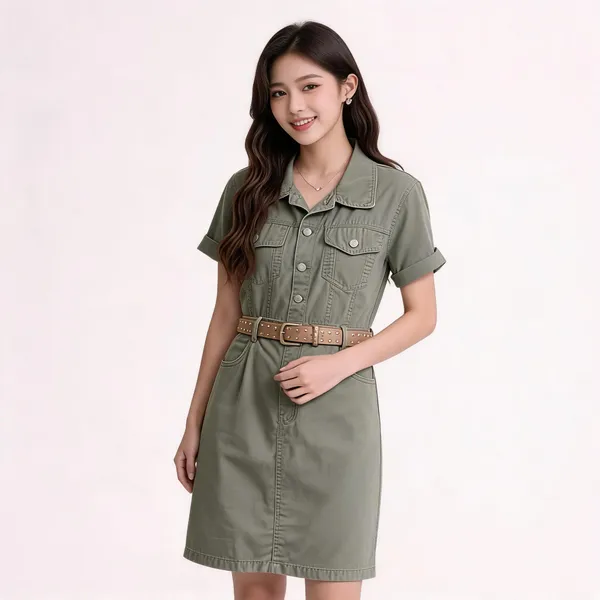 Green_Denim_Midi_Dress_For_Women