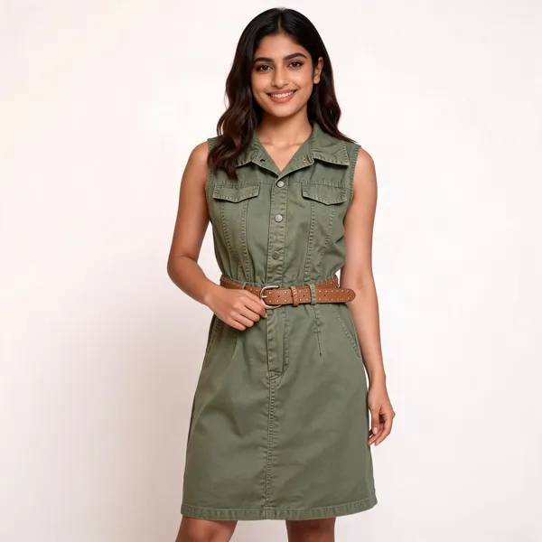Green_Denim_Midi_Dress_For_Women