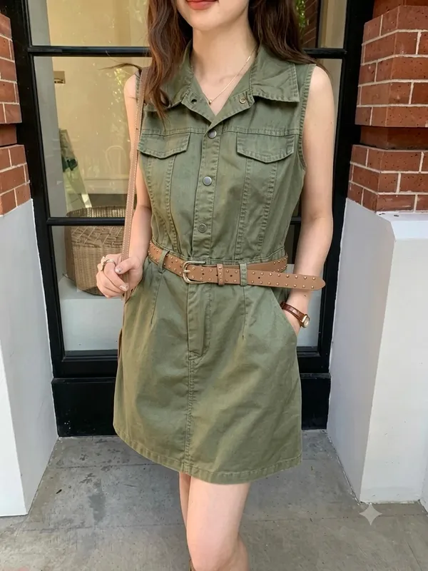 Green_Denim_Midi_Dress_For_Women