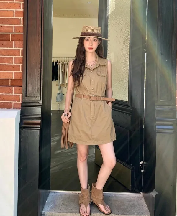 Dark_Beige_Denim_Midi_Dress_For_Women