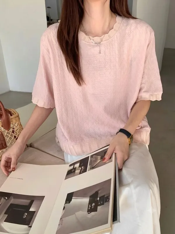 Peach_Lace_T_Shirt_For_Women