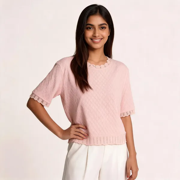 Peach_Lace_T_Shirt_For_Women