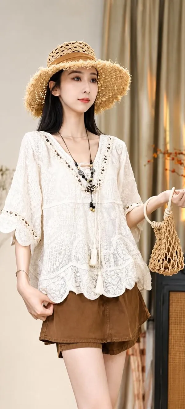 White_Cotton_Chikan_Lace_Relaxed_Fit_Top_For_Women