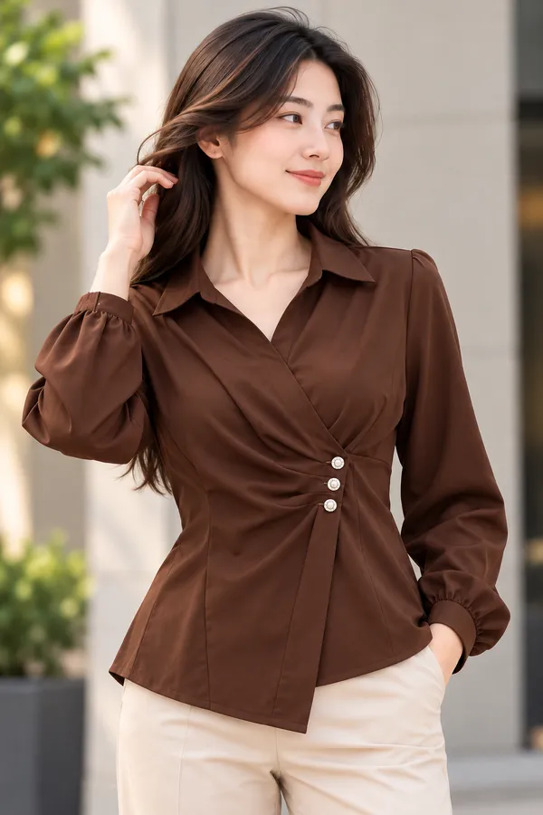 Brown_Satin_Wrap_Top_for_Women
