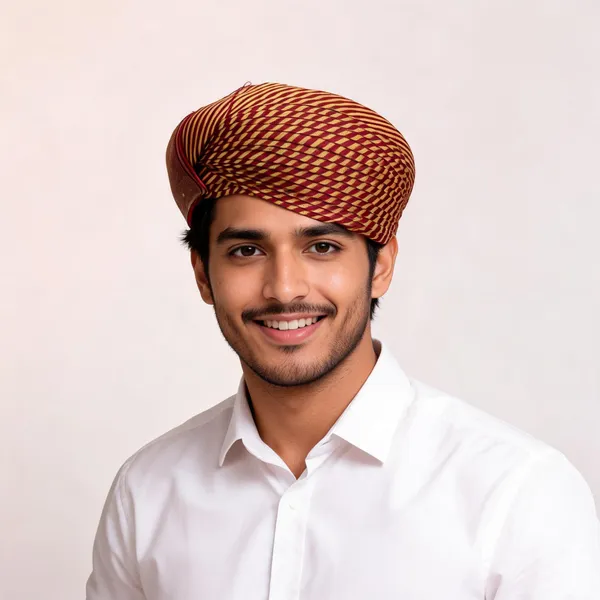 Maroon_Cotton_Woven_Patterned_Traditional_Turban_For_Men