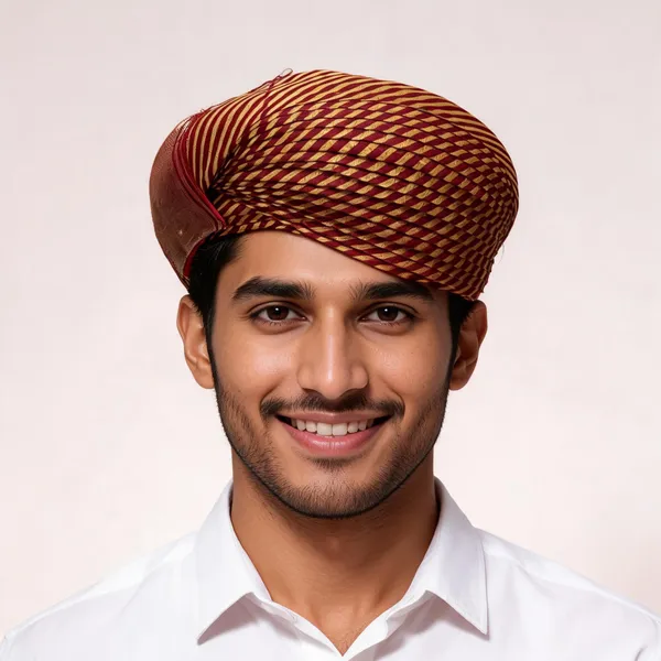 Maroon_Cotton_Woven_Patterned_Traditional_Turban_For_Men