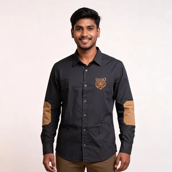 Black_Cotton_Regular_Fit_Rajputana_Tiger_Embroidered_Shirt_For_Men