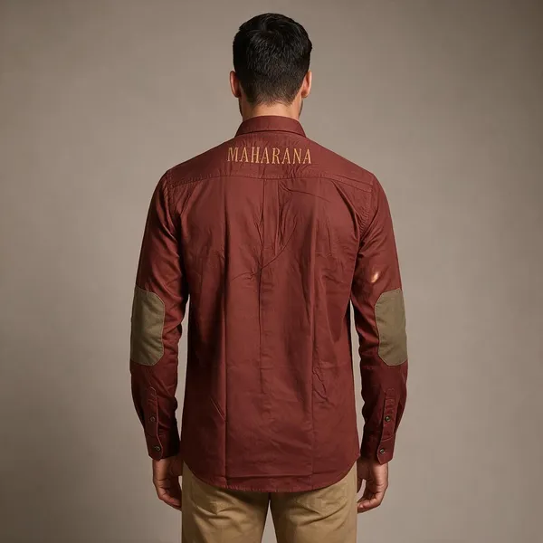 Rust_Cotton_Regular_Fit_Maharana_Crest_Embroidered_Shirt_For_Men