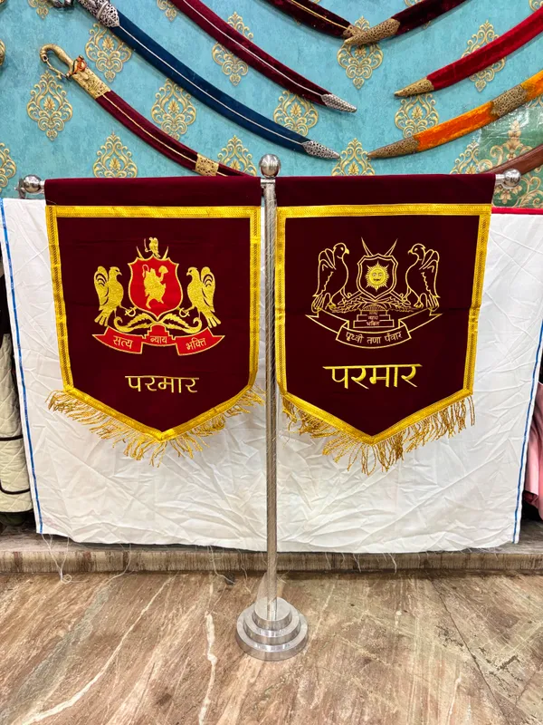 velvet__fabric_embroidery_parmar_rajput_T-stand_flag