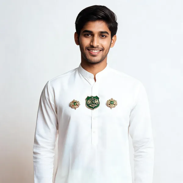 Gold_And_Green_Metal_Shield_Crest_Emblem_Set_For_Men