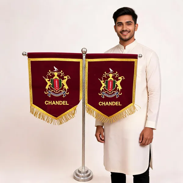 Maroon_Velvet_Embroidered_Chandel_Rajput_T-Stand_Flag