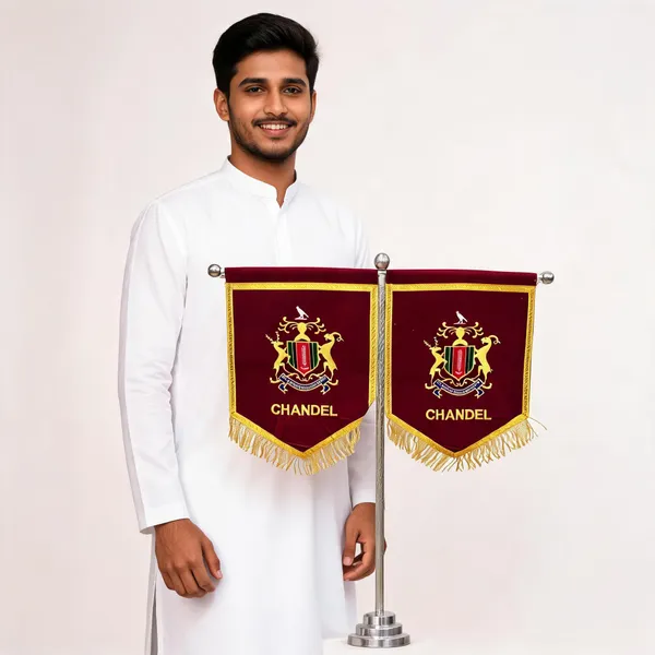 Maroon_Velvet_Embroidered_Chandel_Rajput_T-Stand_Flag