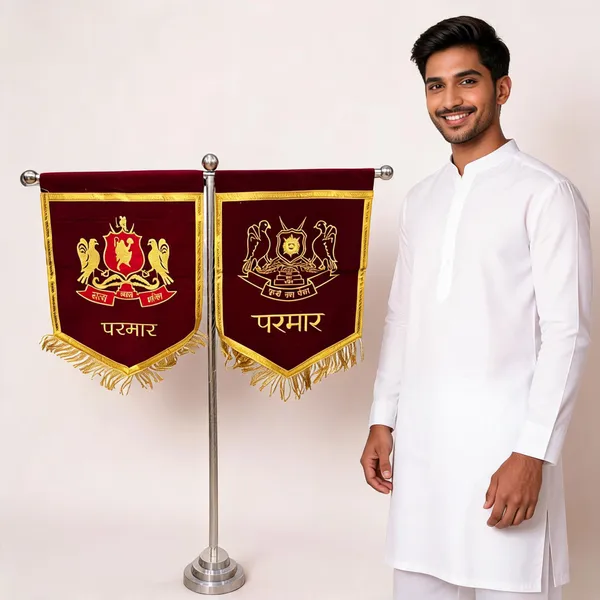 Maroon_Velvet_Embroidered_Parmar_Rajput_T-Stand_Flag
