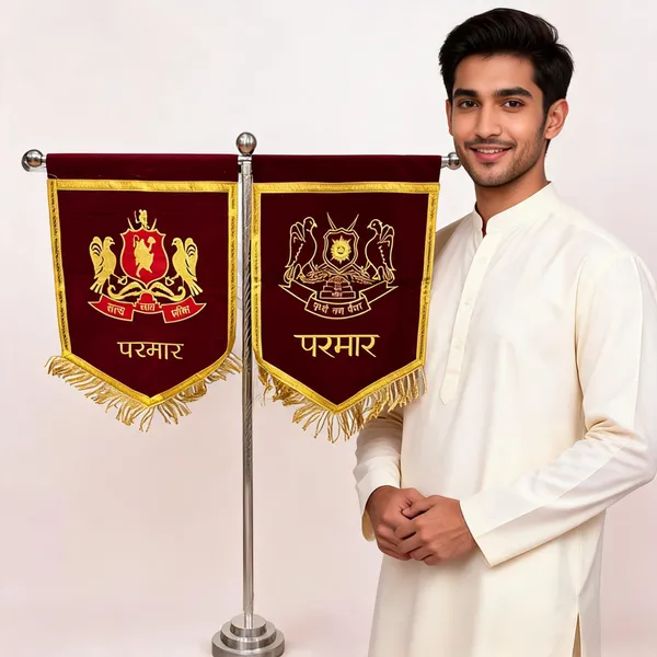 Maroon_Velvet_Embroidered_Parmar_Rajput_T-Stand_Flag
