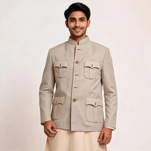 Beige_Matty_Safari_Nehru_Jacket_For_Men