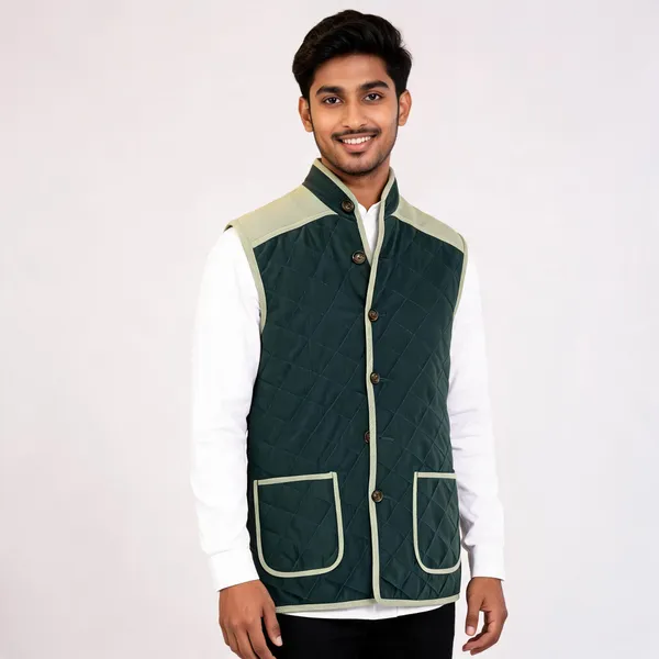 Dark_Green_Matty_Sleeveless_Quilted_Waistcoat_For_Men