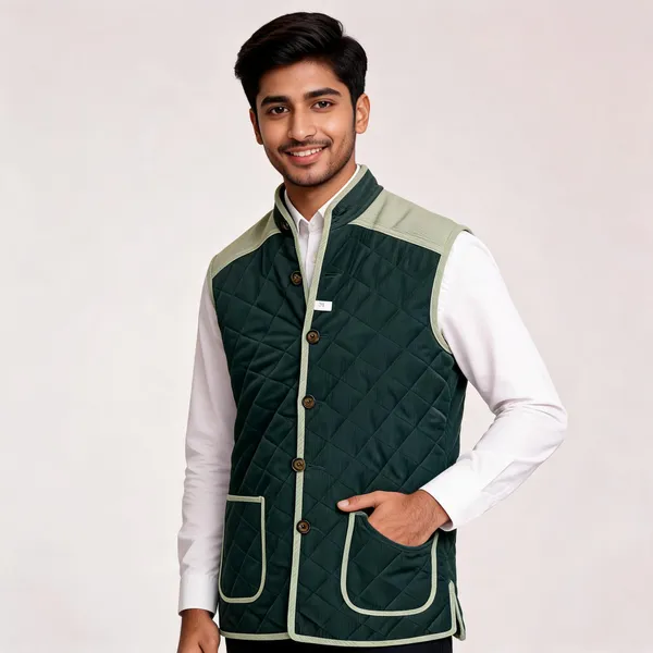 Dark_Green_Matty_Sleeveless_Quilted_Waistcoat_For_Men