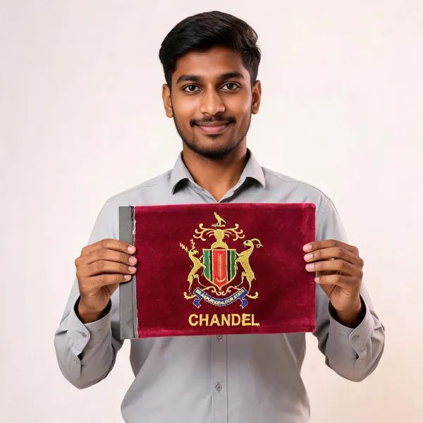 Velvet_Red_Chandel_Rajput_Embroidered_Car_Flag