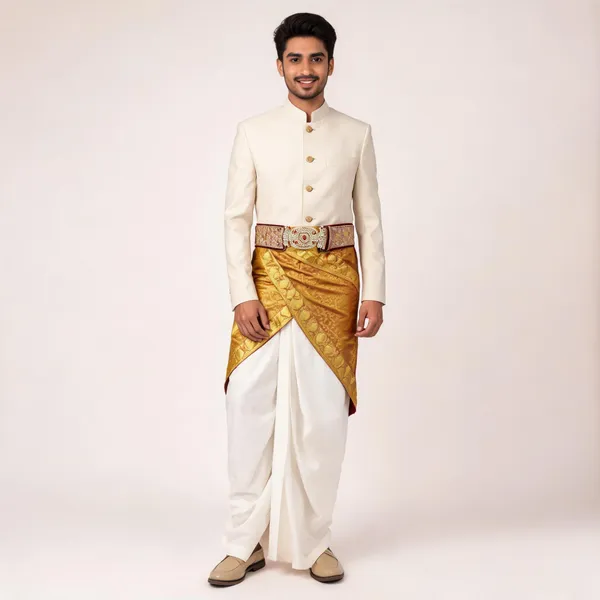 Gold_Banarasi_Jacquard_Woven_Jaalri_Groom_Dhoti
