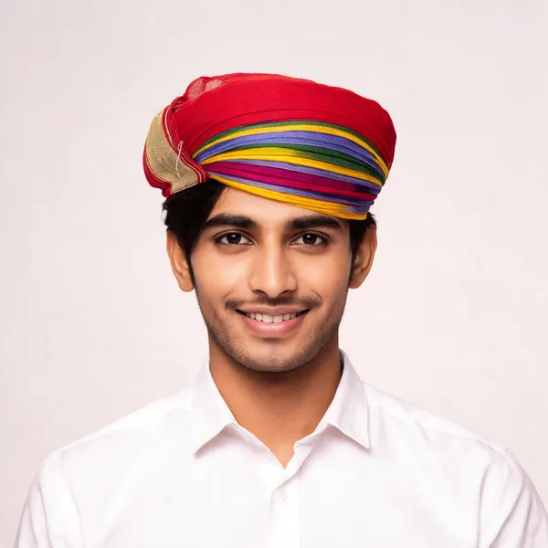 Multicolor_Half_Pure_Fabric_Traditional_Turban_For_Men