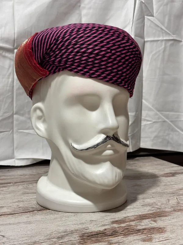 cotton_fabric_PINK_WOVEN_Patterned_Traditional_Turban_for_Men